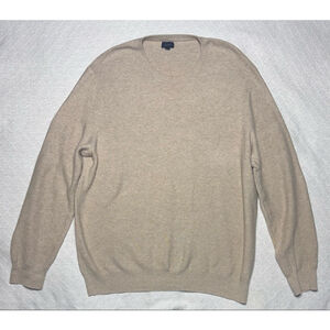 GUC J. Crew Men's Collection Heather Tan 100% Cotton Crewneck Sweater Size XL
